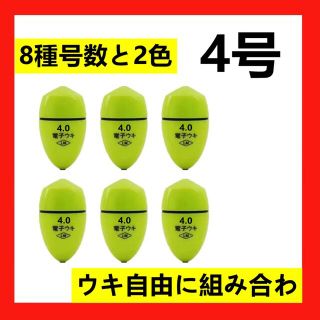 6個4.0号 綠色電気ウキセット 電子ウキ 円錐ウキ どんぐりウキ