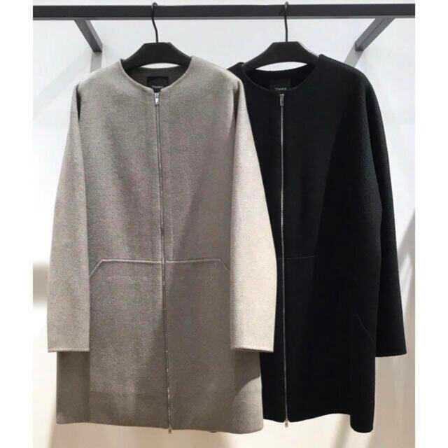 極美品◆Theory セオリー◆カシミヤ混 ノーカラーコート BELL COAT