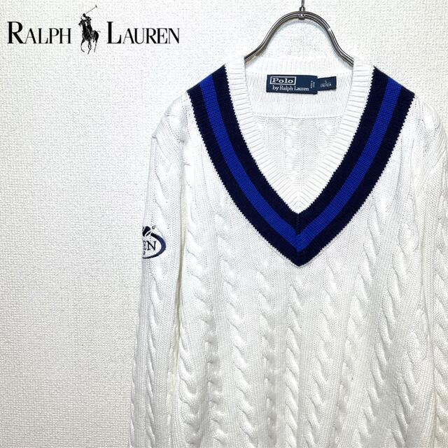 POLO RALPH LAUREN(ポロラルフローレン)のPOLO RALPH LAUREN チルデンニット カシミヤ 混紡 ホワイト S メンズのトップス(ニット/セーター)の商品写真