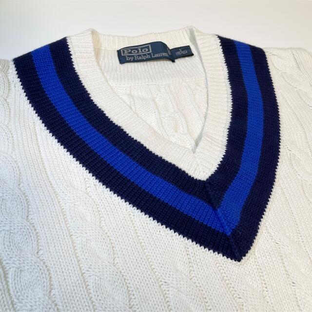 POLO RALPH LAUREN(ポロラルフローレン)のPOLO RALPH LAUREN チルデンニット カシミヤ 混紡 ホワイト S メンズのトップス(ニット/セーター)の商品写真