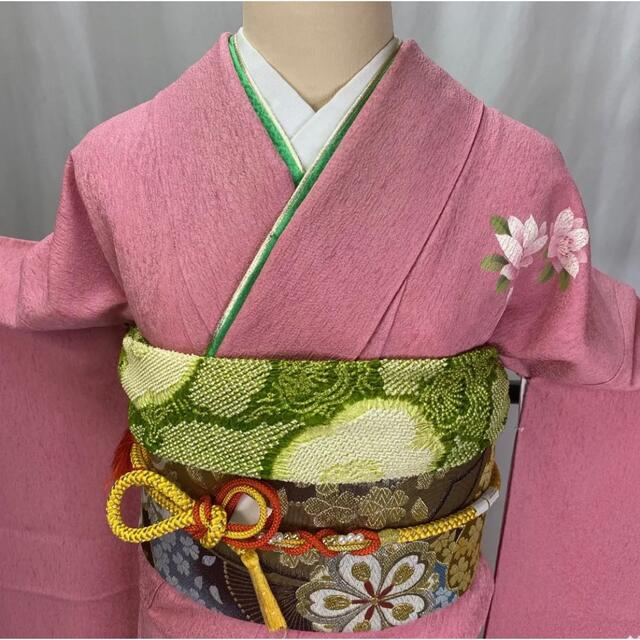 振袖 着物 襦袢 付き ピンク 花 成人式 裄68.5 Lサイズ 中古 sn11 ...