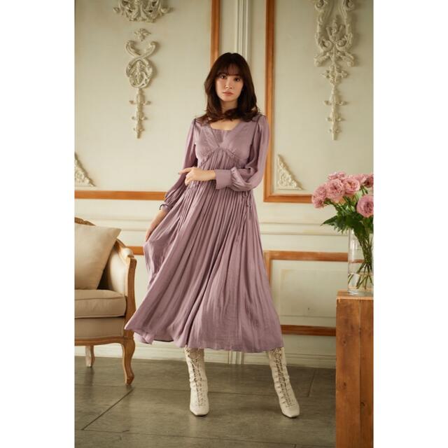 ［lilac］Side Bow Vintage Twill Dress