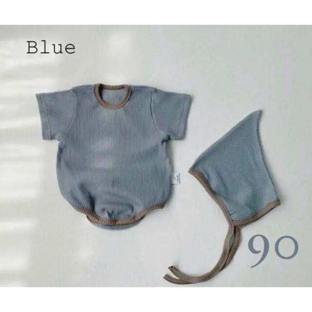 未使用　くすみブルー　半袖ロンパースセット キッズ/ベビー/マタニティのベビー服(~85cm)(ロンパース)の商品写真