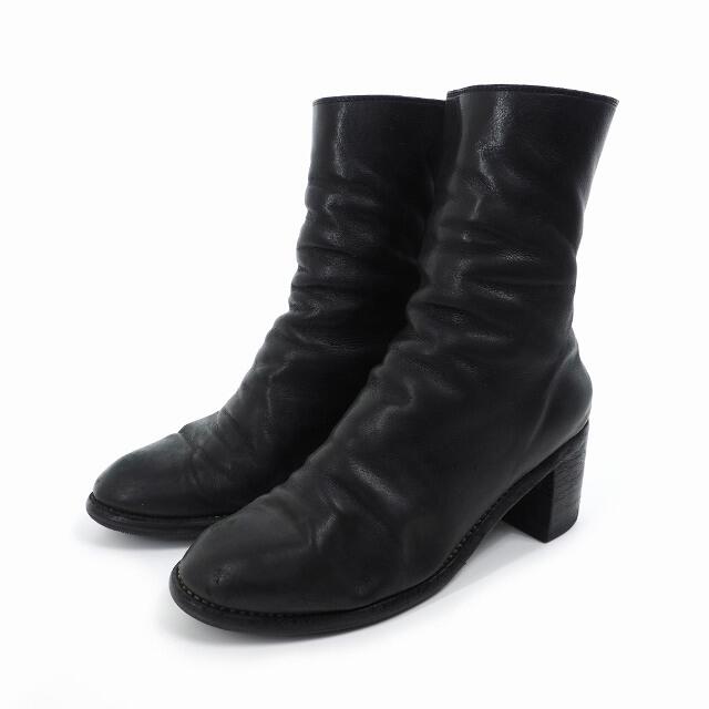 グイディ GUIDI バックジップ ヒール ショートブーツ 38 ブラック 黒