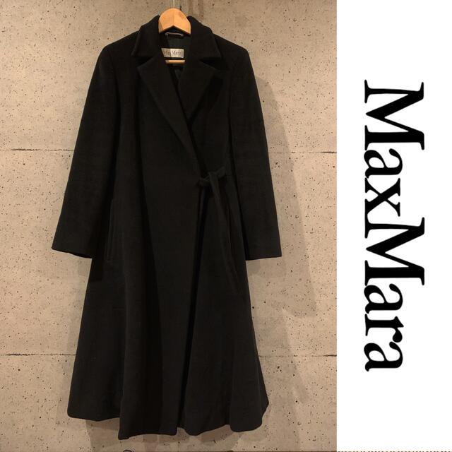 Max Mara(マックスマーラ)のMAX MARA 白タグ ブラック ロングコート JIサイズ 36 レディースのジャケット/アウター(ロングコート)の商品写真