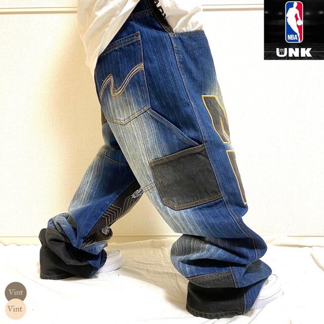 UNK DENIM ワイド デニム バルーン パンツ NBA 刺繍 オールスター