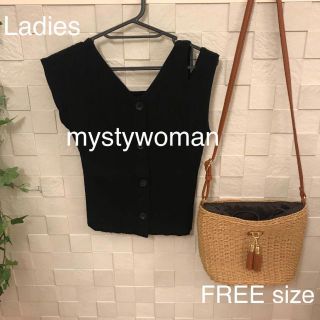 ミスティウーマン(mysty woman)の☆ mystywoman☆ミスティウーマン　リブアシメショルダー ノースリーブ(タンクトップ)