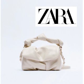 ザラ(ZARA)のZARA エクリュ ソフト ノット クロスボディバッグ ショルダー 2way 白(ショルダーバッグ)