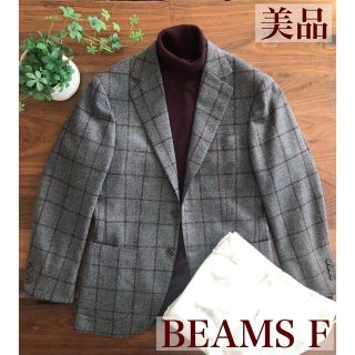 ビームス(BEAMS)の【美品】BEAMSFビームスエフグレーウィンドウペンジャケット44クリーニング済(テーラードジャケット)