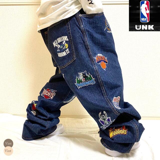 UNK DENIM ワイド デニム バルーン パンツ NBA 刺繍 オールスター-