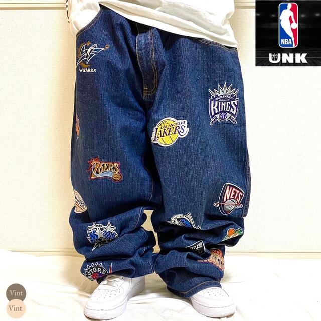 UNK DENIM ワイド デニム バルーン パンツ NBA 刺繍 オールスター-