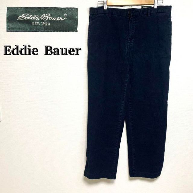 Eddie Bauer ワイドコーデュロイパンツ 太畝 2タック 黒 W36