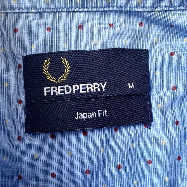 FRED PERRY(フレッドペリー)のFRED PERRY フレッドペリー 長袖 ロゴ刺繍 ドット柄シャツ ブルー M メンズのトップス(シャツ)の商品写真