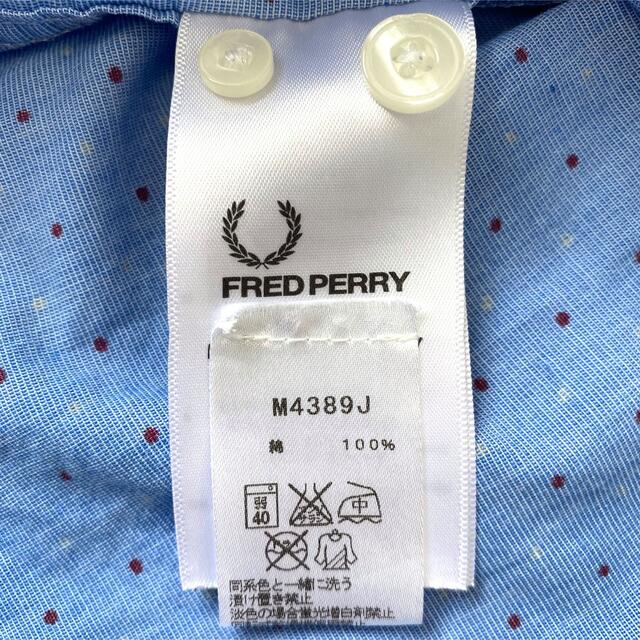 FRED PERRY(フレッドペリー)のFRED PERRY フレッドペリー 長袖 ロゴ刺繍 ドット柄シャツ ブルー M メンズのトップス(シャツ)の商品写真