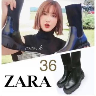 ザラ(ZARA)のZARA 新品タグ　 36 (23,4CM) ソックススタイルアンクルブーツ(ブーツ)