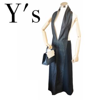 ワイズ(Y's)の美品　Y's　ジャンスカ　エプロンワンピース　デニム切替　ウール100%(ロングワンピース/マキシワンピース)