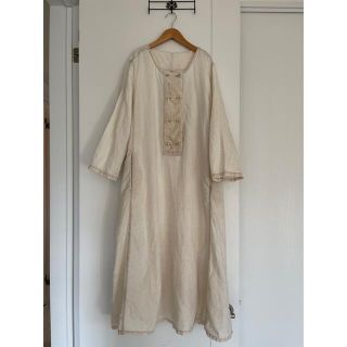 ネストローブ(nest Robe)のnest Robe Wボタンリネンワンピース レトロ ヴィンテージ(ロングワンピース/マキシワンピース)