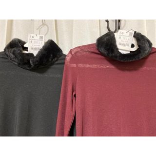 ザラ(ZARA)のZARA襟がふわふわファーのハイネックトップスニットインナーに(ニット/セーター)