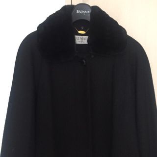 BALMAIN バルマン　ロングコート 黒 ブラック ファーダウン95%フェザー5%毛皮