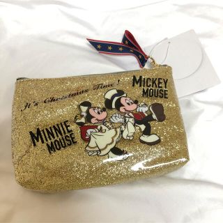 ディズニー(Disney)のディズニーシー限定　ラメポーチ　ミッキーアンドミニー　新品(ポーチ)