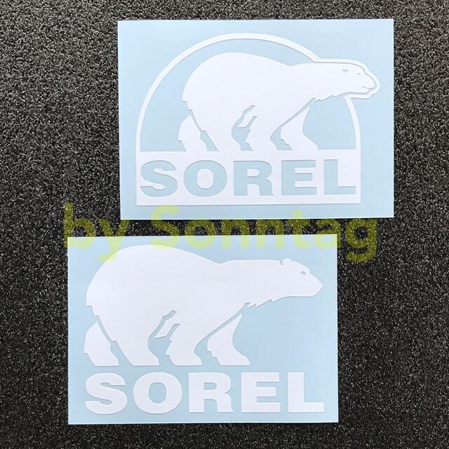 SOREL(ソレル)の2枚セット SOREL ソレル ベアーロゴ カッティングステッカー 白  -C9 スポーツ/アウトドアのアウトドア(その他)の商品写真