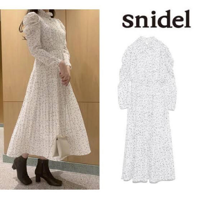 snidel パフスリプリントワンピース