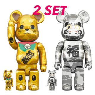 メディコムトイ(MEDICOM TOY)のBE@RBRICK BAPE 招き猫 金メッキ&達磨 銀メッキ 2セット(フィギュア)