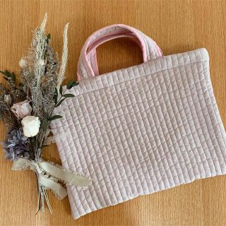 イブル レッスンバッグ＊くすみピンク＊ヌビキルト＊ハンドメイド(バッグ)