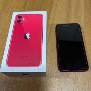 アイフォーン(iPhone)のiphone11 128GB SIMフリー　レッド(スマートフォン本体)