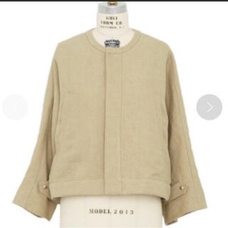 美品】ドゥロワー ノーカラージャケット リネン混 麻フリンジトリム 36