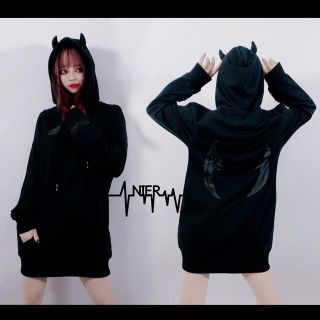 NieR OFF-SHOULDER BLACK DEVIL HOODIE(パーカー)