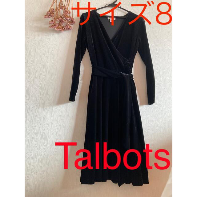 TALBOTS(タルボット)のTalbots❤︎タルボット❤️ 洗える ベロア ブラック ワンピース サイズ8 レディースのワンピース(ロングワンピース/マキシワンピース)の商品写真