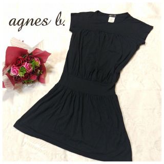 アニエスベー(agnes b.)の【agnes b.】 アニエスベー ワンピース　袖無し　サイズ1　黒　チュニック(ミニワンピース)