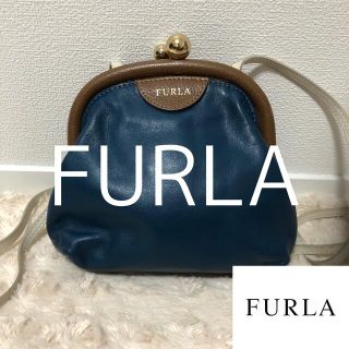 フルラ(Furla)の【良品】FURLA フルラ ショルダーバッグ ガマ口形状 レザー ブルー(ショルダーバッグ)