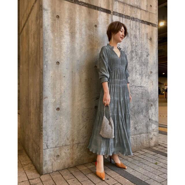 SHIRRING PLEATS DRESS ミント M