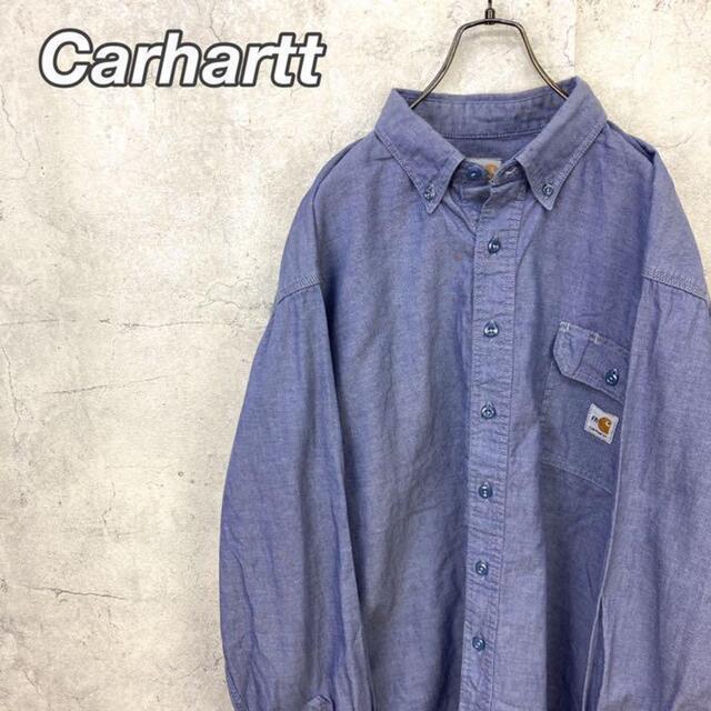 carhartt(カーハート)の希少 90s カーハート シャンブレーシャツ ビッグシルエット タグロゴ 美品 メンズのトップス(シャツ)の商品写真