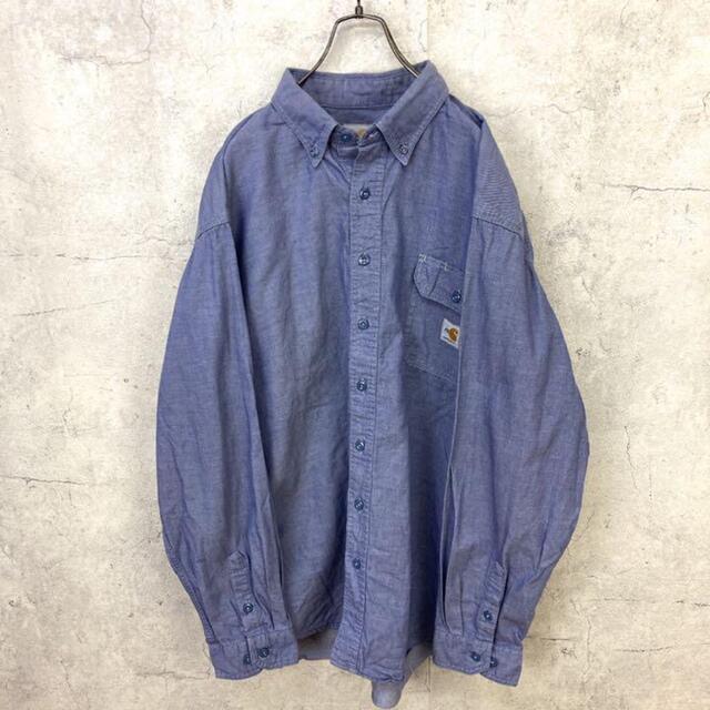 carhartt(カーハート)の希少 90s カーハート シャンブレーシャツ ビッグシルエット タグロゴ 美品 メンズのトップス(シャツ)の商品写真