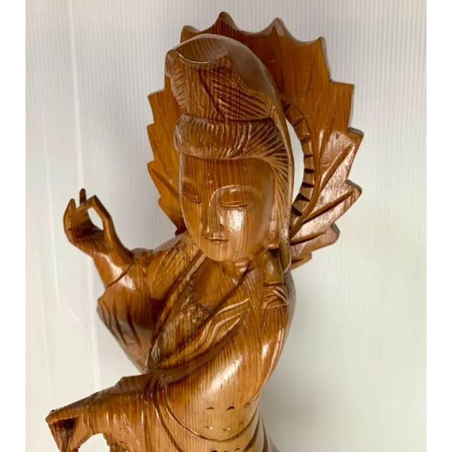 特大サイズ！ 観音菩薩 木彫り 木像　置物 仏教美術 仏像 木彫 インテリア 6