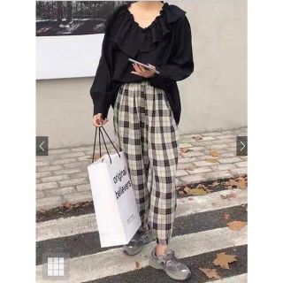 グレイル(GRL)のGRL チェック柄 ワイドパンツ ac1899(カジュアルパンツ)