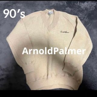 アーノルドパーマー(Arnold Palmer)の【美品】90s 古着 アーノルドパーマー Vネックセーター ベージュ L ニット(ニット/セーター)