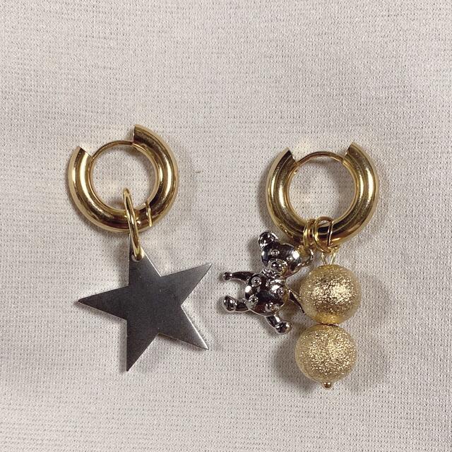 淡水パール　スター　クマ　★ピアス レディースのアクセサリー(ピアス)の商品写真