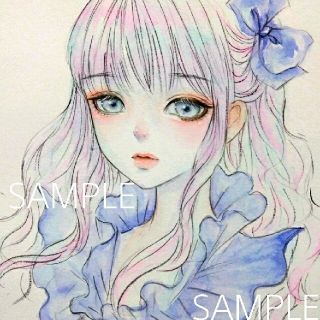 手描きイラスト　水彩画　オリジナル　女の子(絵画/タペストリー)