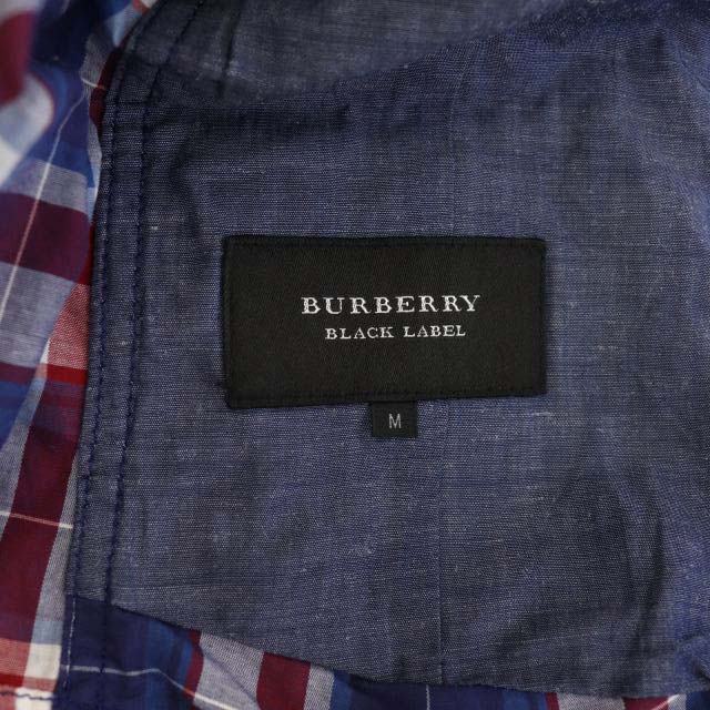 BURBERRY BLACK LABEL(バーバリーブラックレーベル)のバーバリーブラックレーベル ベスト 薄手 チェック 前開き M 紺 ボルドー 白 メンズのトップス(ベスト)の商品写真