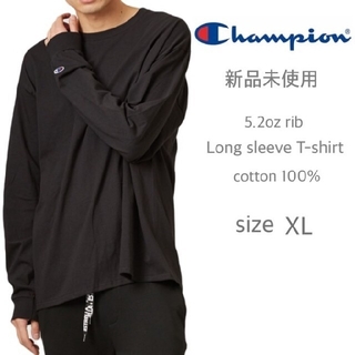 チャンピオン(Champion)の新品未使用 チャンピオン 無地 リブ付 ロンT 5.2oz ブラック XLサイズ(Tシャツ/カットソー(七分/長袖))