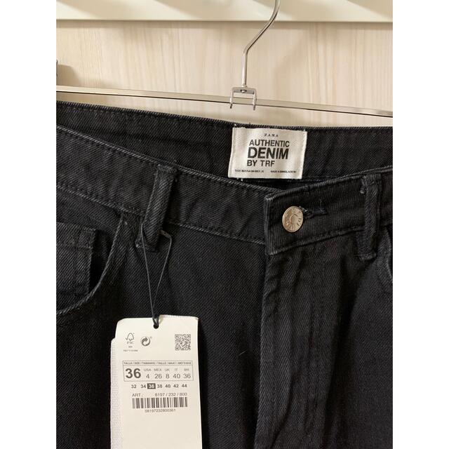 新品ZARA Authenticマムフィットデニムパンツブラック黒 40