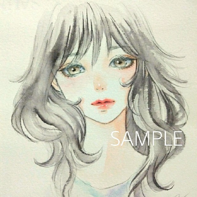 憧れの 専用 手描きイラスト オリジナル 水彩画 女の子 絵画 タペストリー Raffles Mn