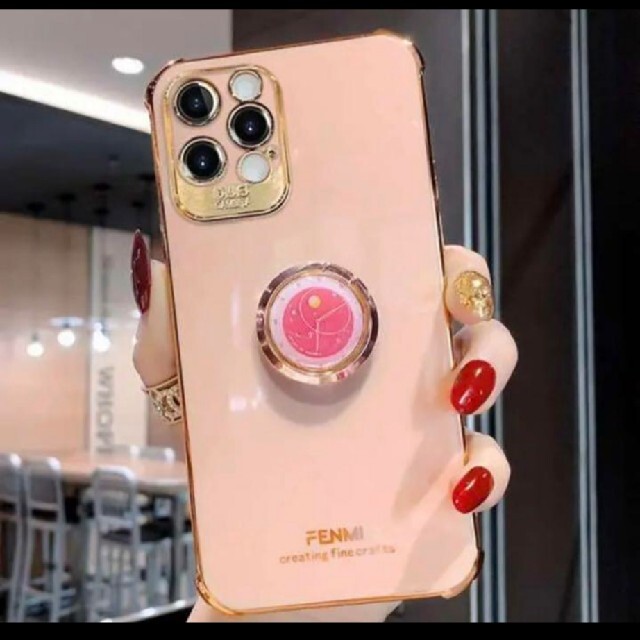 iphone12 pro ケース リング付 メッキ ピンク 韓国 シンプル スマホ/家電/カメラのスマホアクセサリー(iPhoneケース)の商品写真