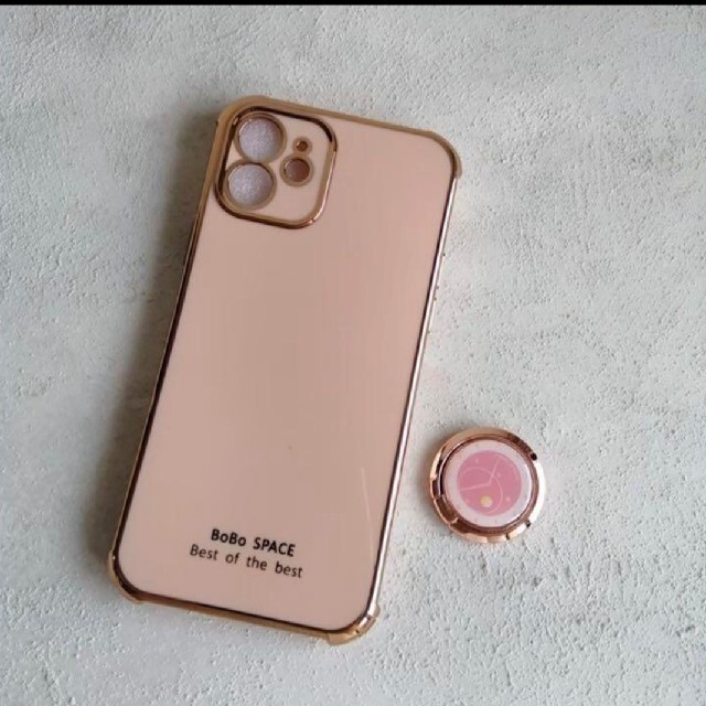 iphone12 pro ケース リング付 メッキ ピンク 韓国 シンプル スマホ/家電/カメラのスマホアクセサリー(iPhoneケース)の商品写真