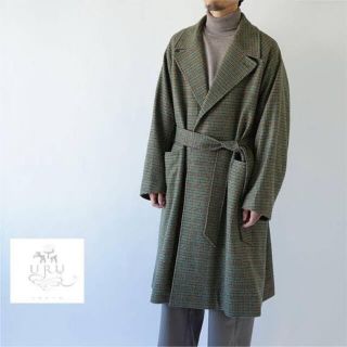 URU  WOOL CHECK BELTED COAT