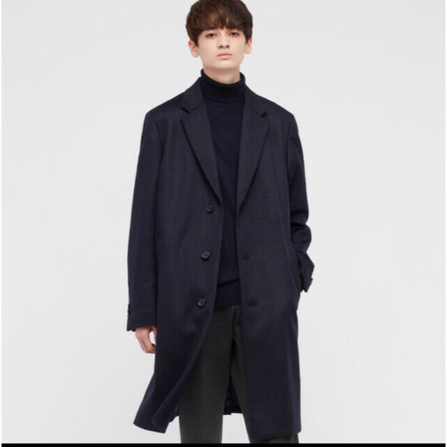 買い物サービス 21AW UNIQLO ウールカシミヤチェスターコート ネイビー